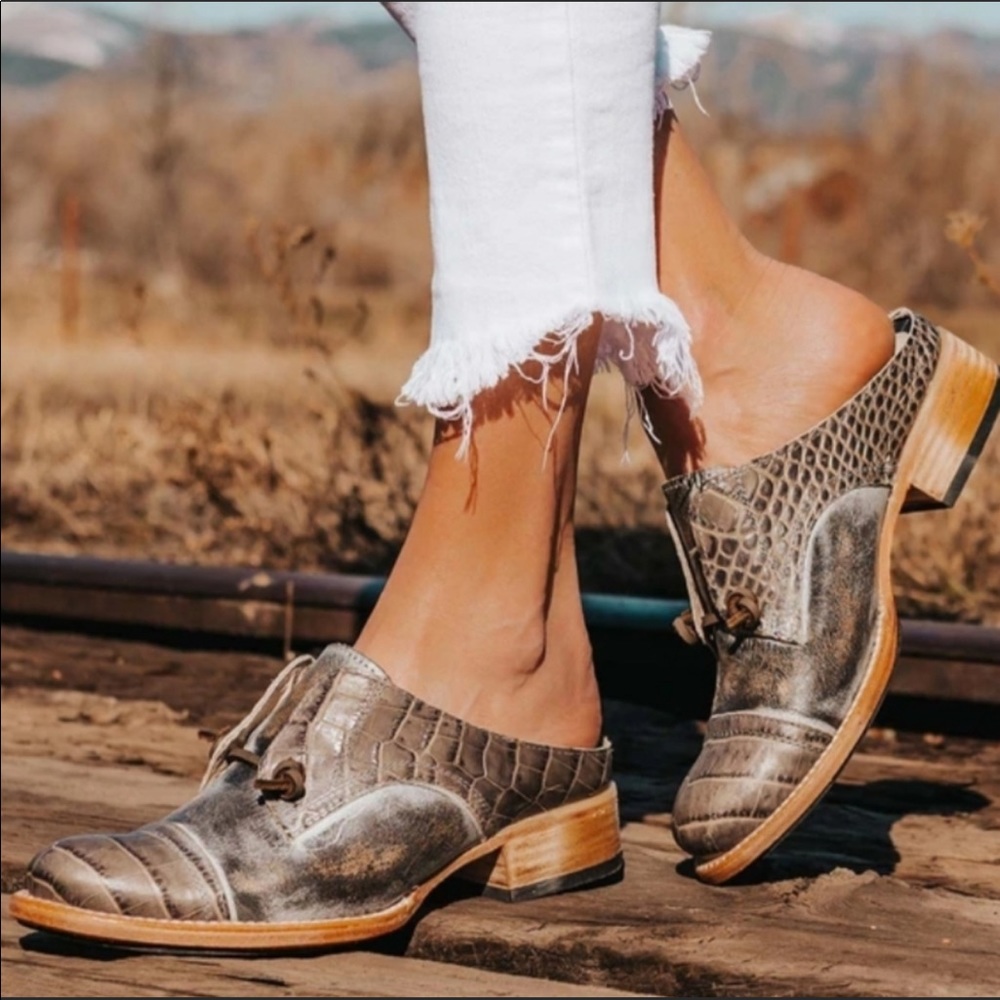 Freebird by Steven | Gray Malena Slip On Oxford Mules